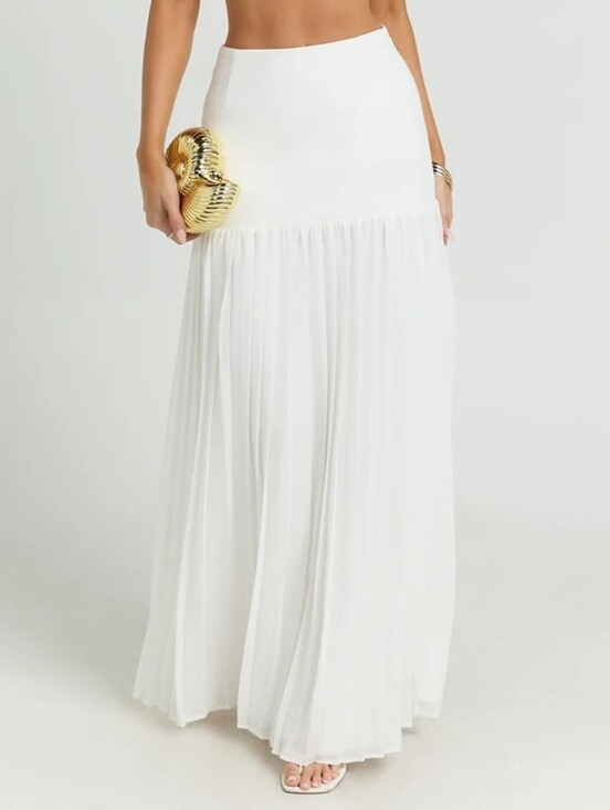Showpo. Dresses & Skirts - Showpo pleated drop waist white maxi skirt small